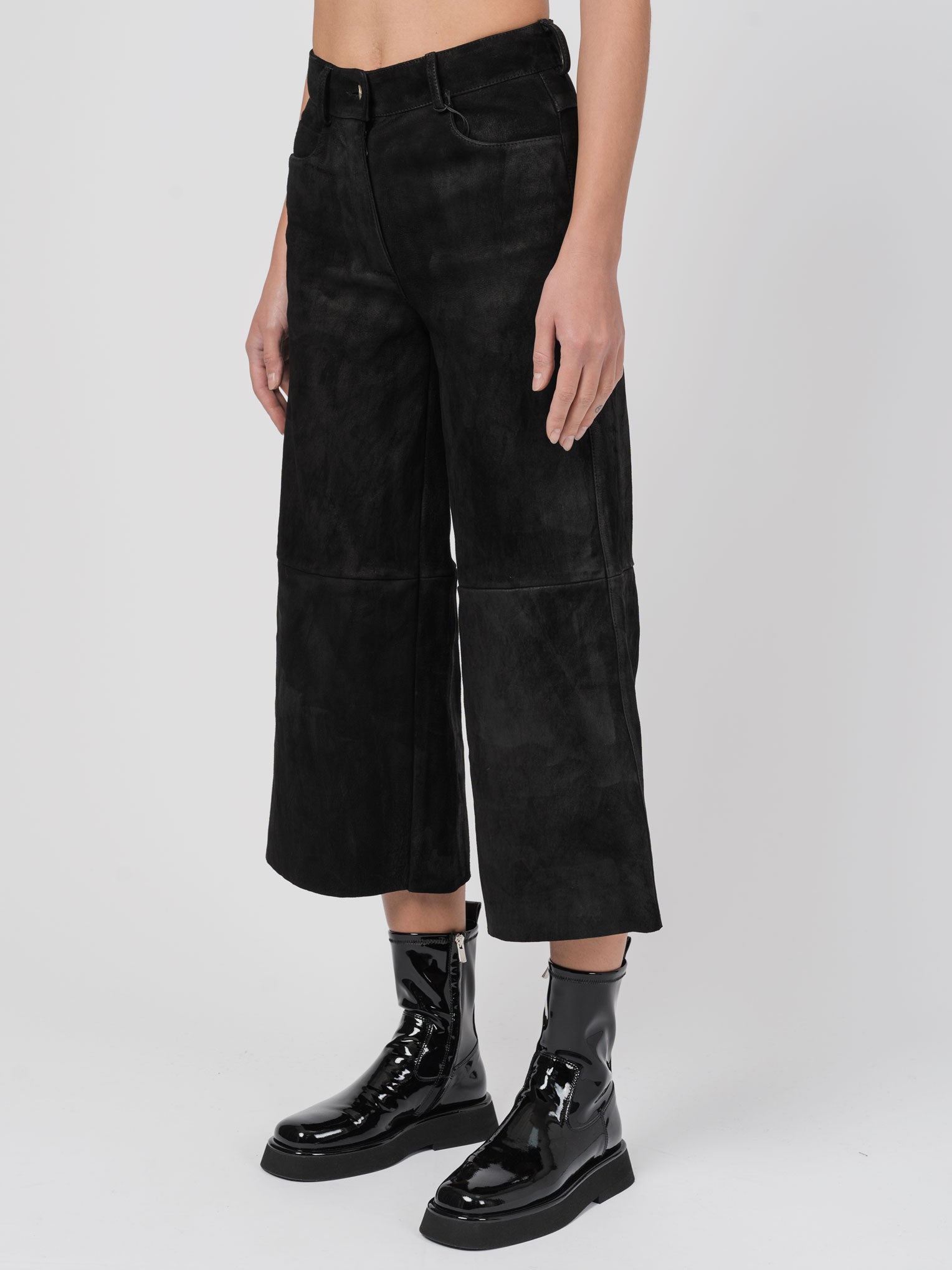 Cropped Wide - Leg Leather Pants - by DANIELE BASTA
