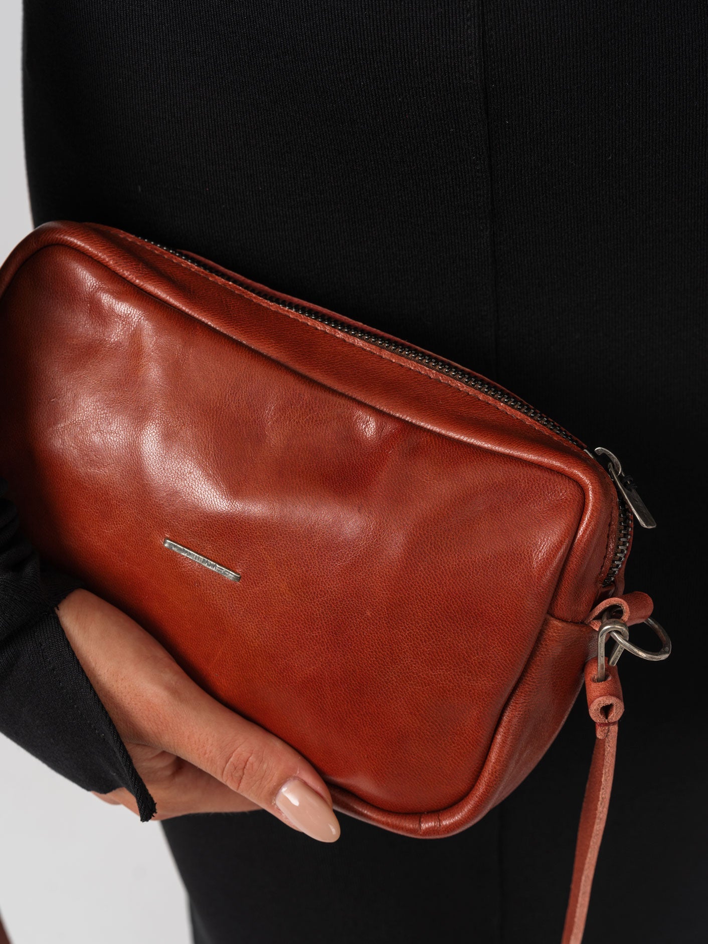 Crossbody Bag with Silver Leaves Embroidery - by DANIELE BASTA