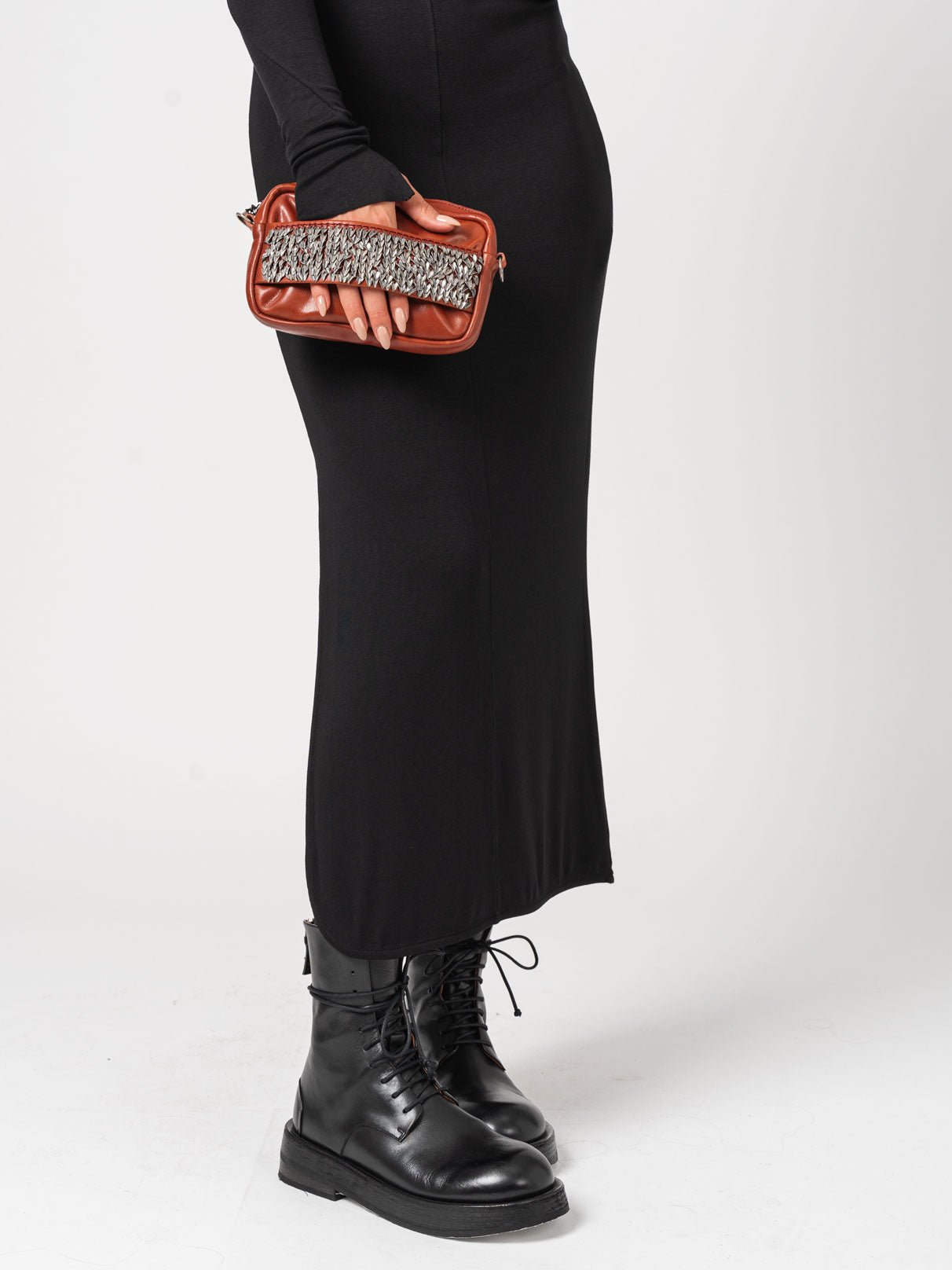 Crossbody Bag with Silver Leaves Embroidery - by DANIELE BASTA