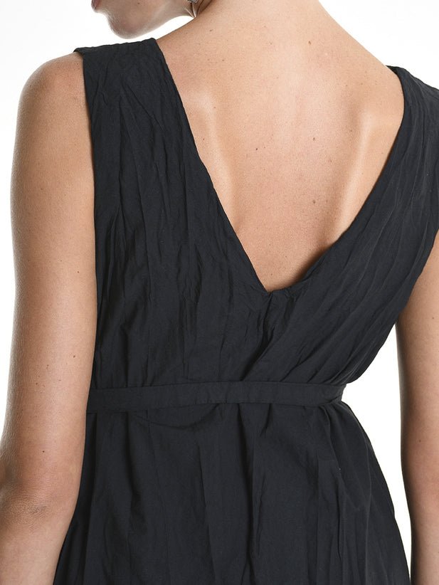Crumpled Flared Dress with Waist Sash Crumpled Flared Dress with Waist Sash