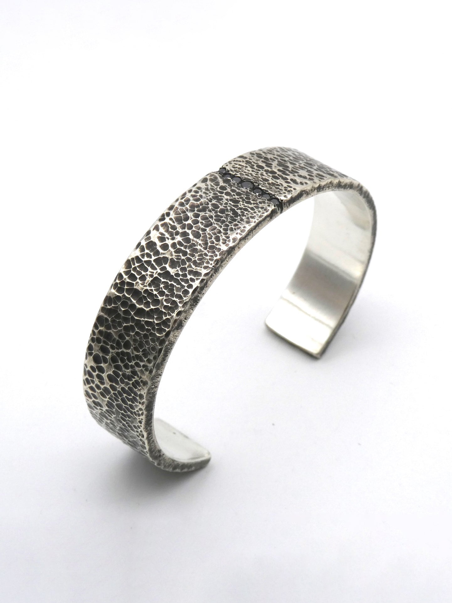 Cuff Bracelet with Black Diamonds - by ENRI MARS