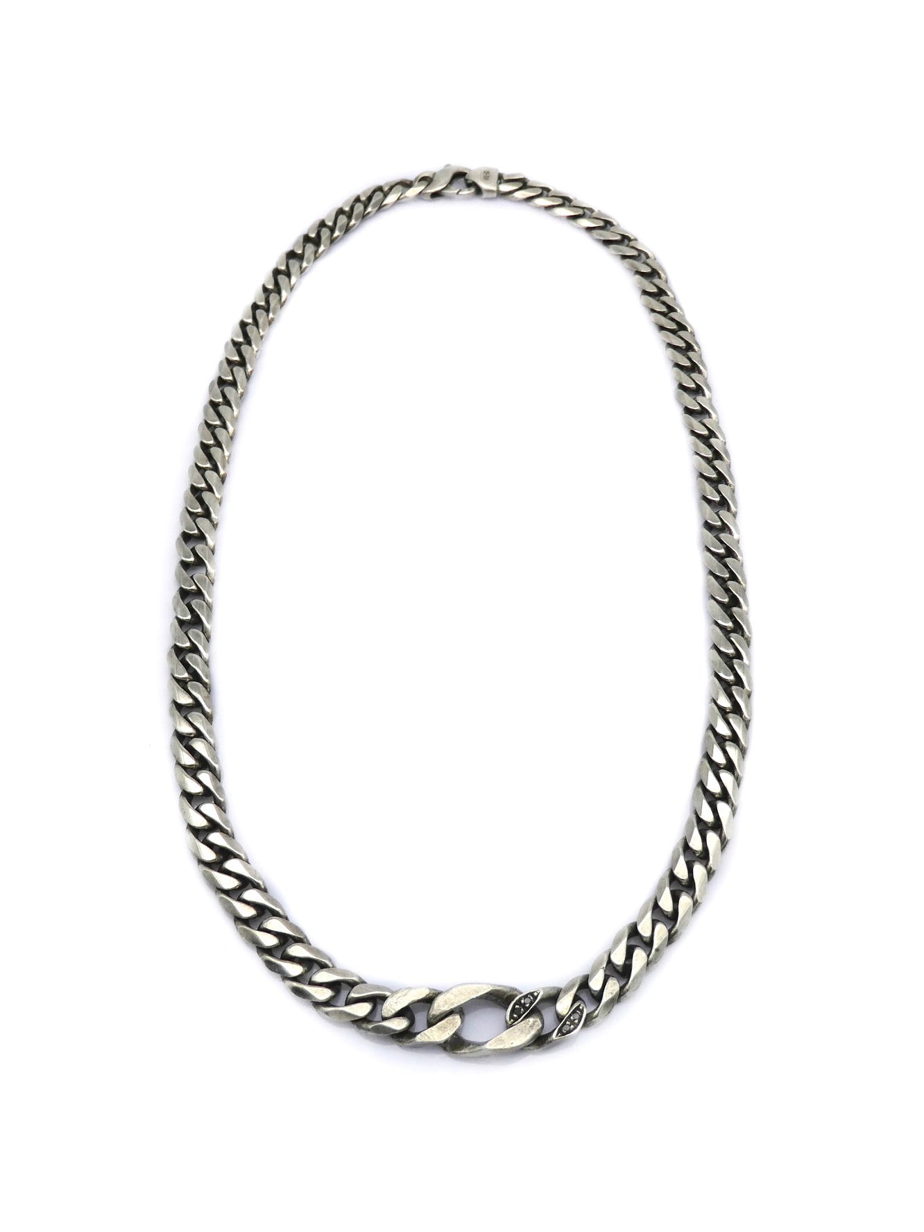 Curb Necklace with Black Diamond Link - by ENRI MARS