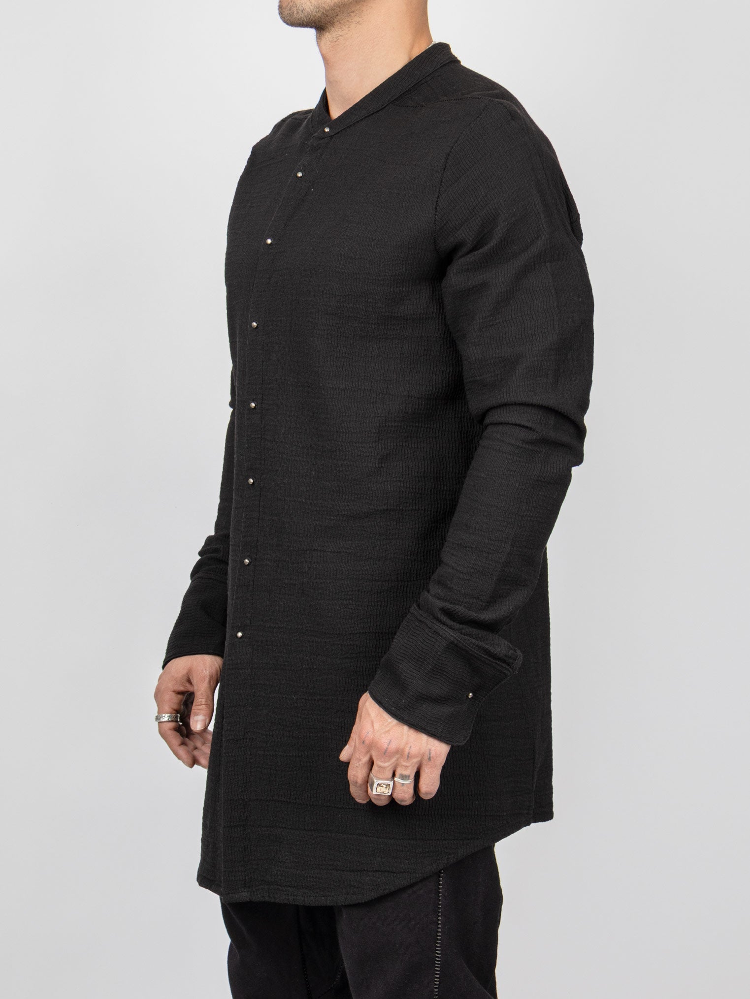 Dandy Micro Ondes Organic Cotton Overshirt — Black - by Isaac Sellam