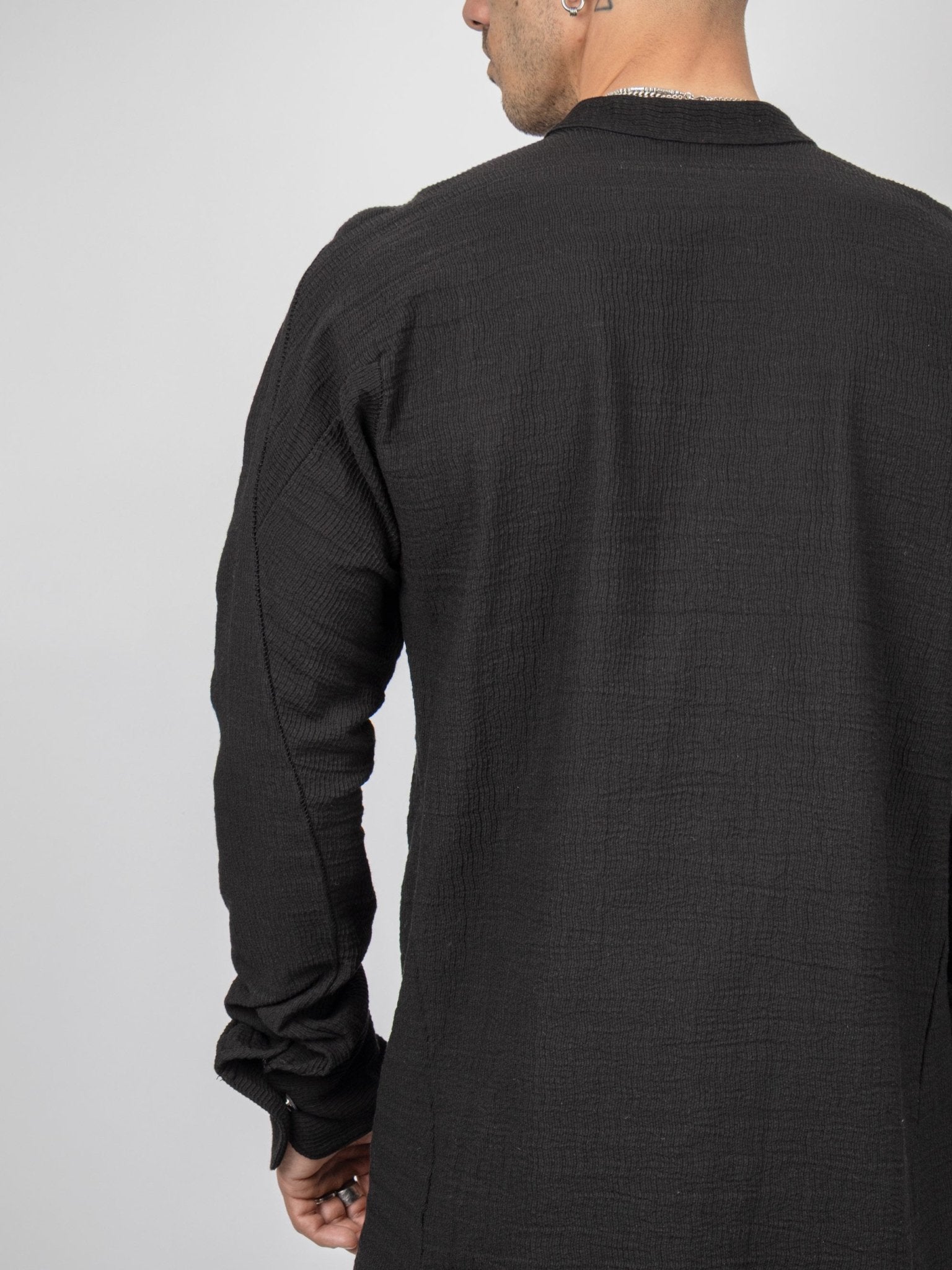Dandy Micro Ondes Organic Cotton Overshirt — Black - by Isaac Sellam