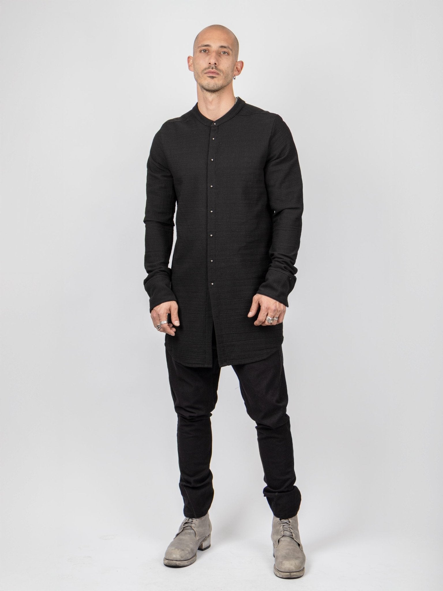 Dandy Micro Ondes Organic Cotton Overshirt — Black - by Isaac Sellam