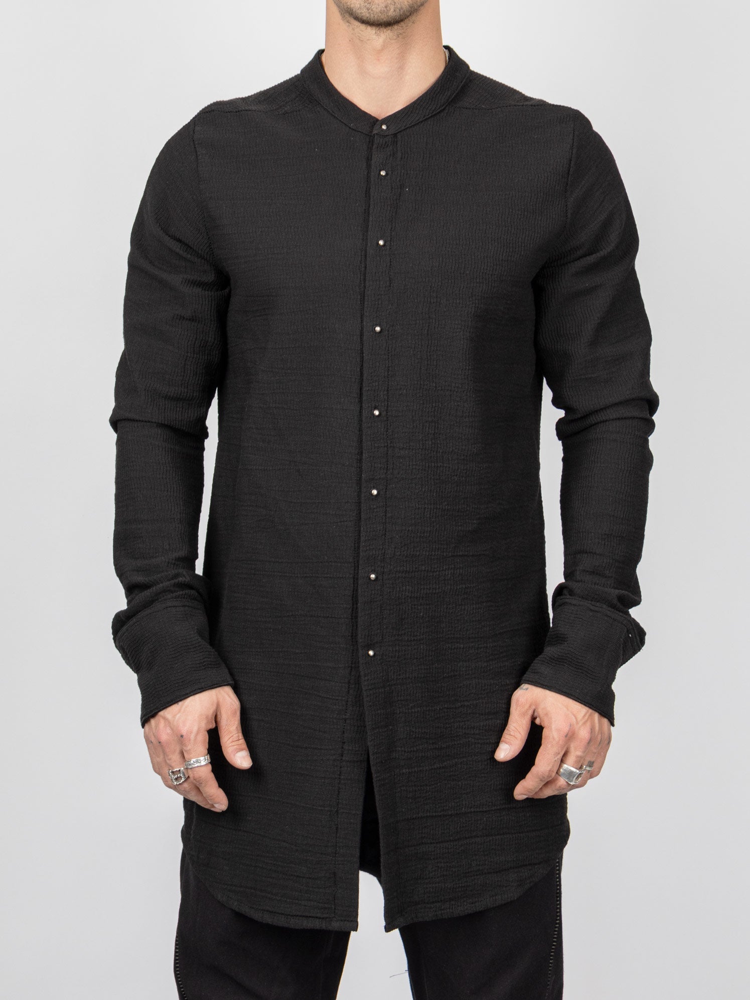 Dandy Micro Ondes Organic Cotton Overshirt — Black - by Isaac Sellam