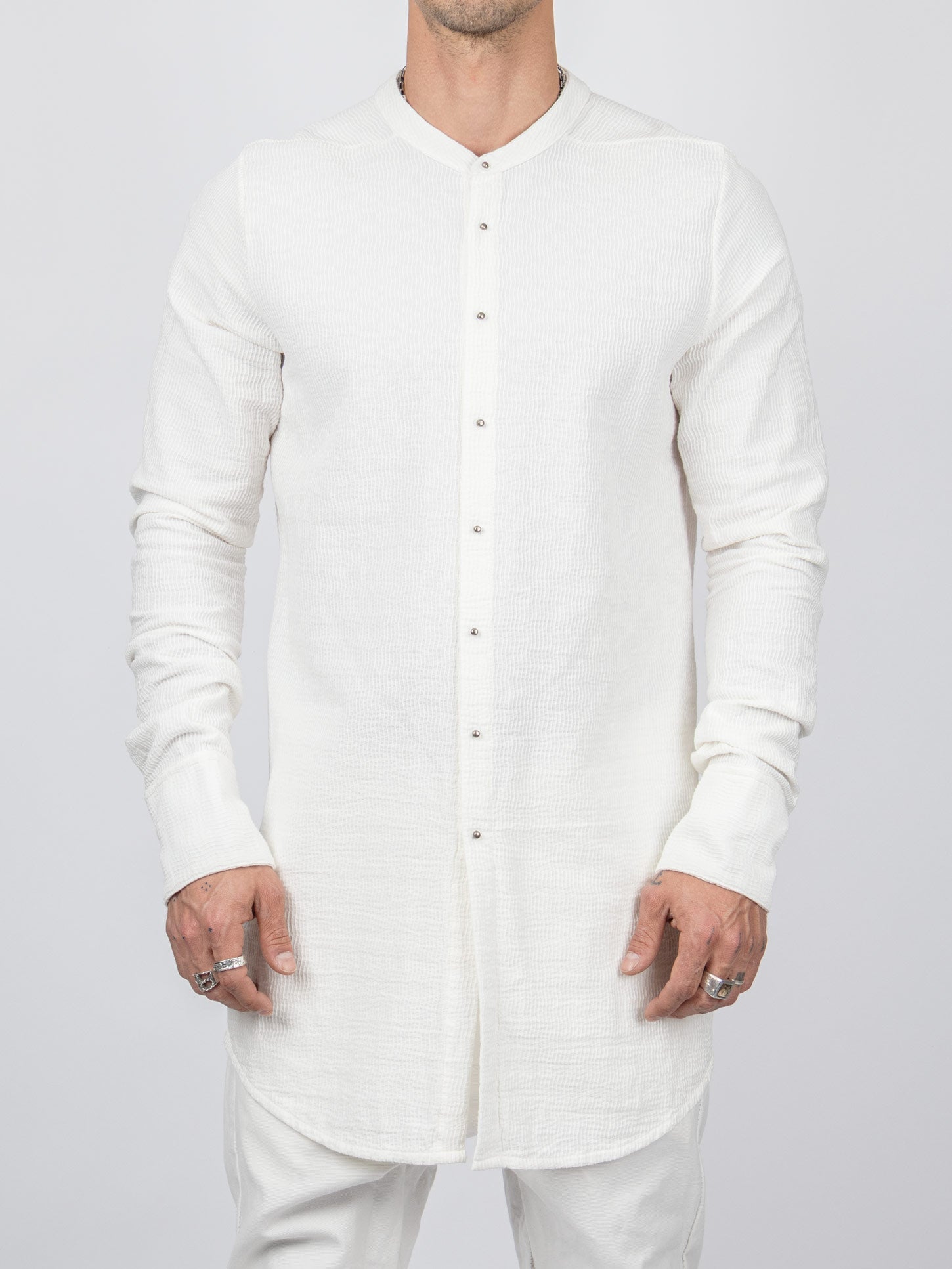 Dandy Micro Ondes Organic Cotton Overshirt — White - by Isaac Sellam