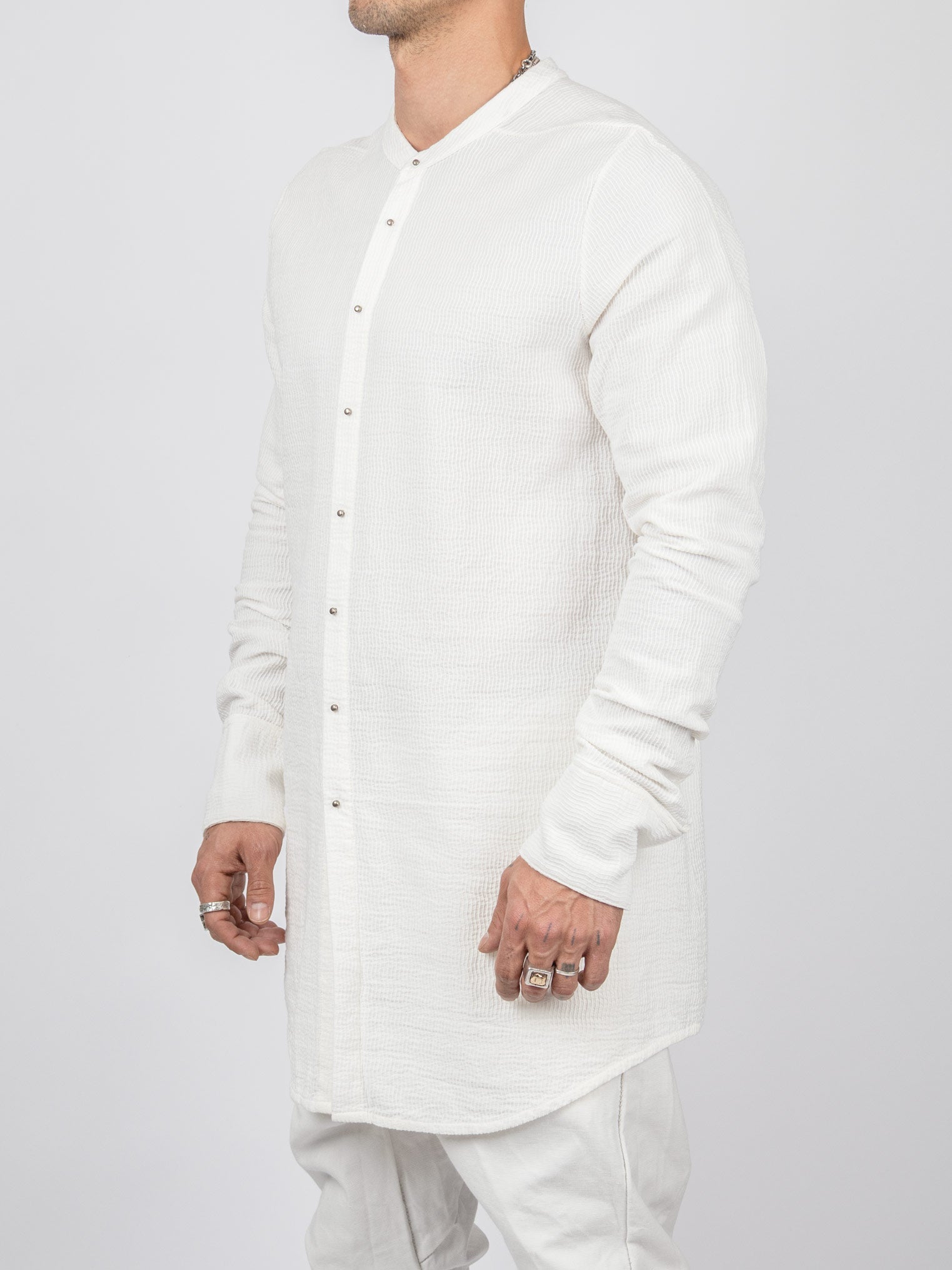 Dandy Micro Ondes Organic Cotton Overshirt — White - by Isaac Sellam