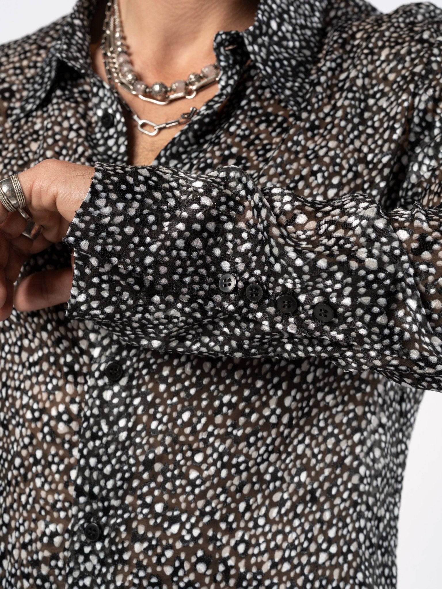 Devoré Lentigginoso Shirt - Italian semi-sheer tailoring by SAPIO