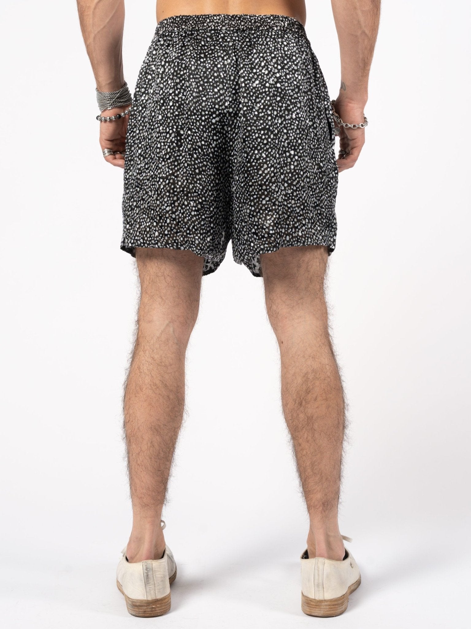 Devoré Pattern Elastic Shorts - Italian semi-sheer summer piece by SAPIO