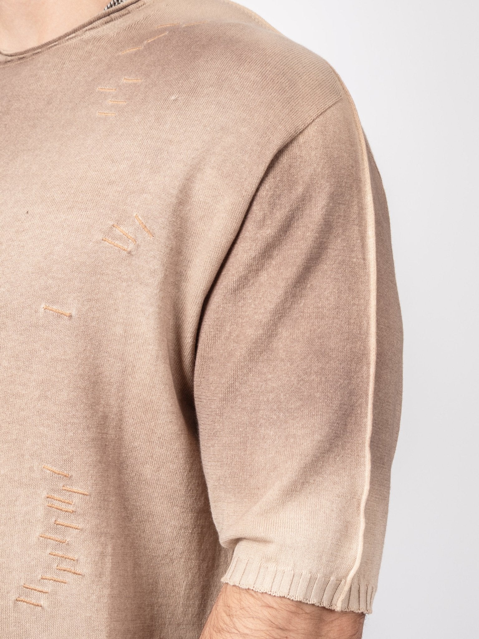 Distressed Knit Cotton Top - by MD75