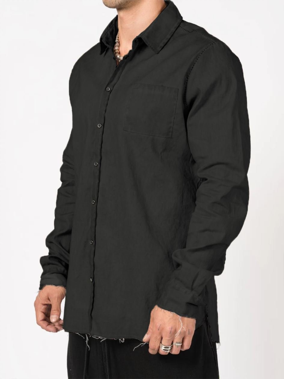 Distressed Linen Blend Shirt - by MD75