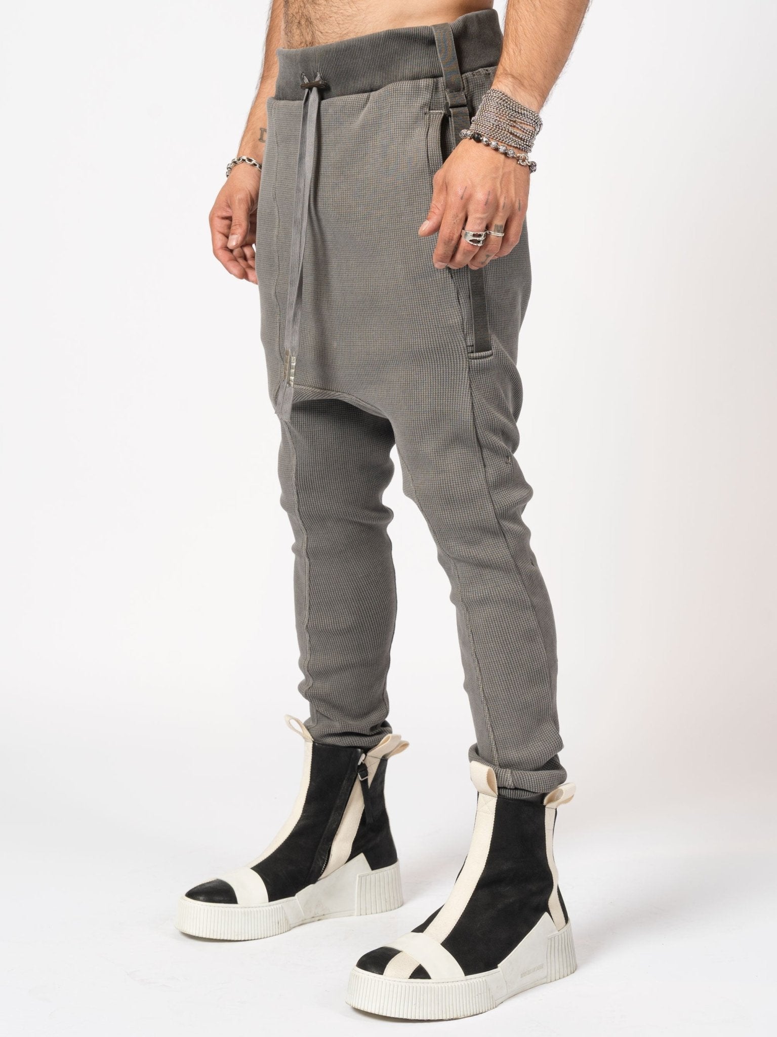 Dropped - Crotch Waffle Knit Jogger Pants - by BORIS BIDJAN SABERI