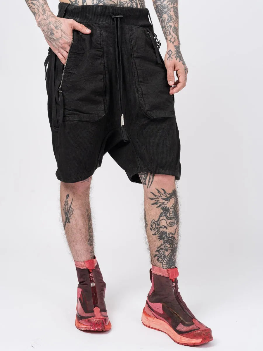 Boris Bidjan Saberi P8.1 Black Drop-Crotch Shorts