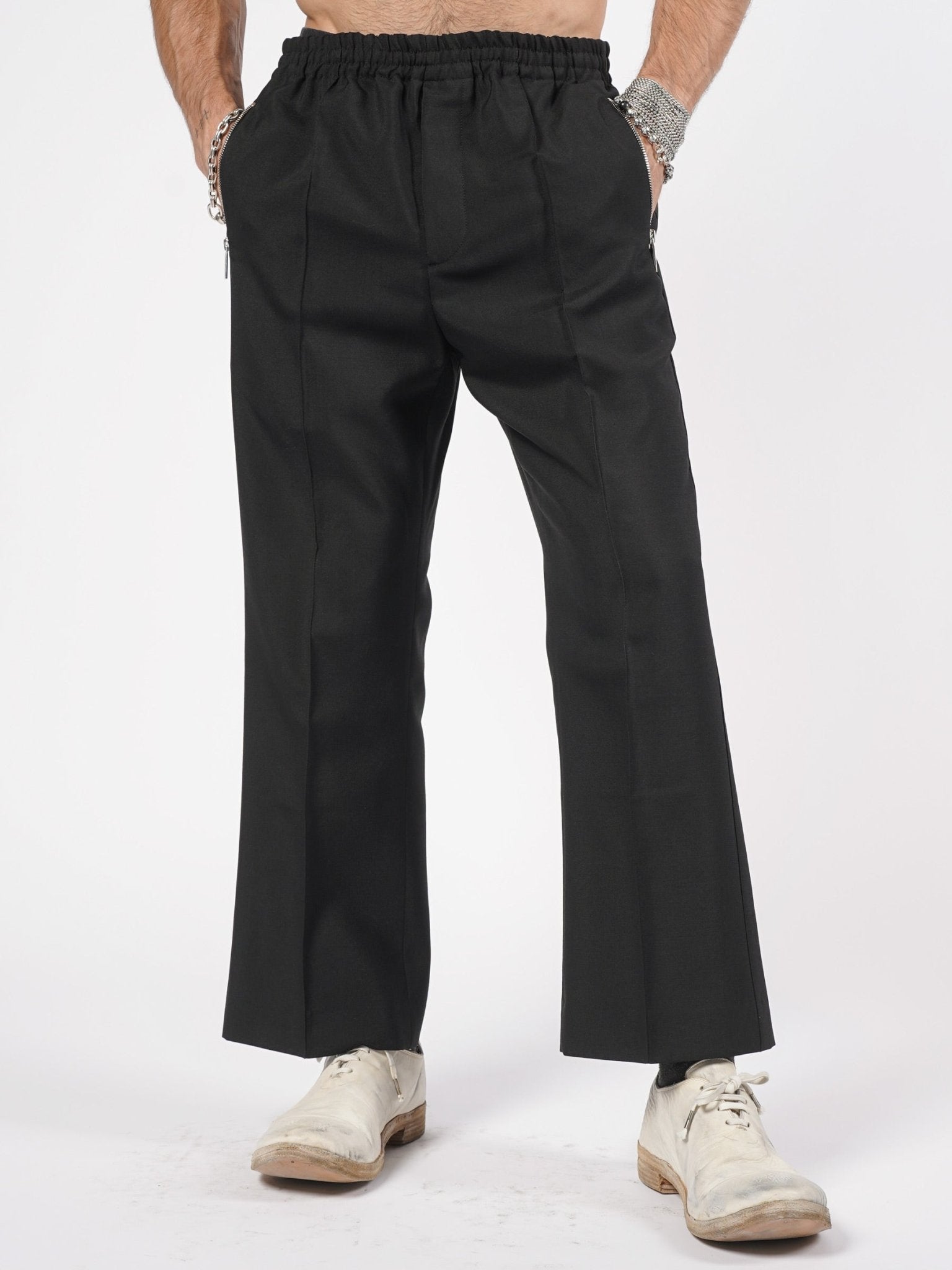 Elastic Waist Wool - Mohair Trousers - by SAPIO
