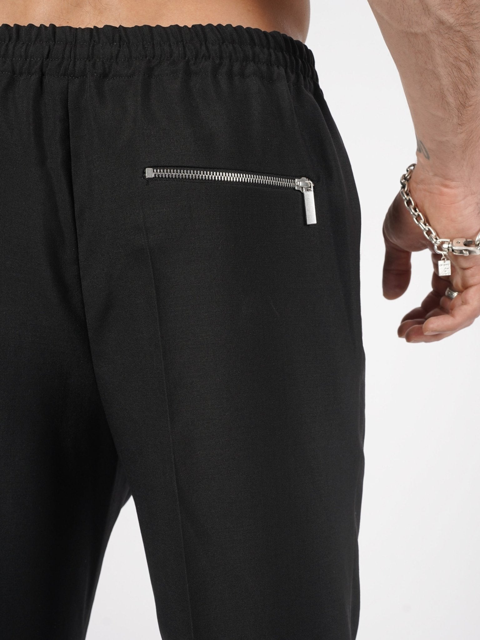 Elastic Waist Wool - Mohair Trousers - by SAPIO