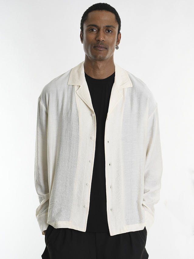 Embossed Rayon Open - Collar Shirt - by LA HAINE INSIDE US