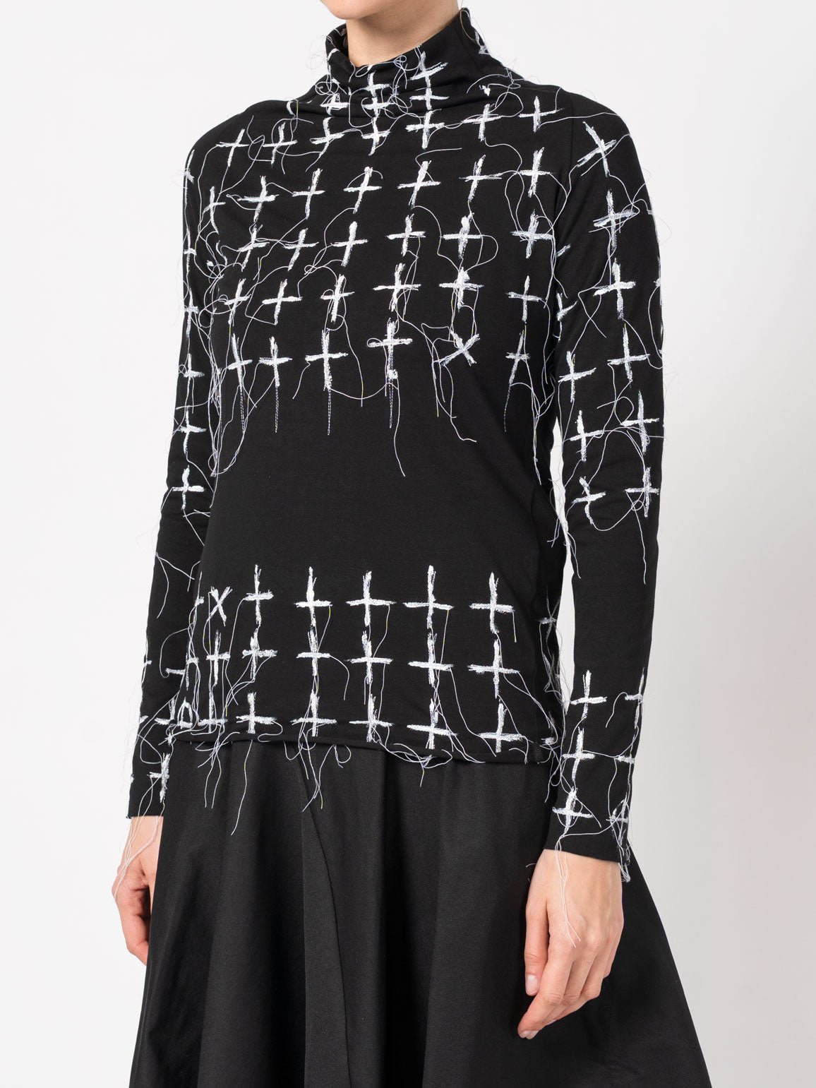 Embroidered High - Neck Top - by 139DEC