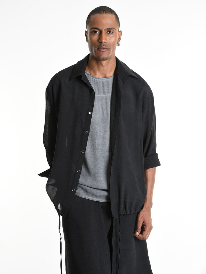 Drawstring Hem Oversized Shirt