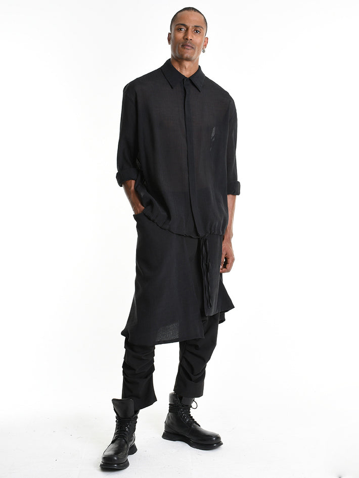 Drawstring Hem Oversized Shirt