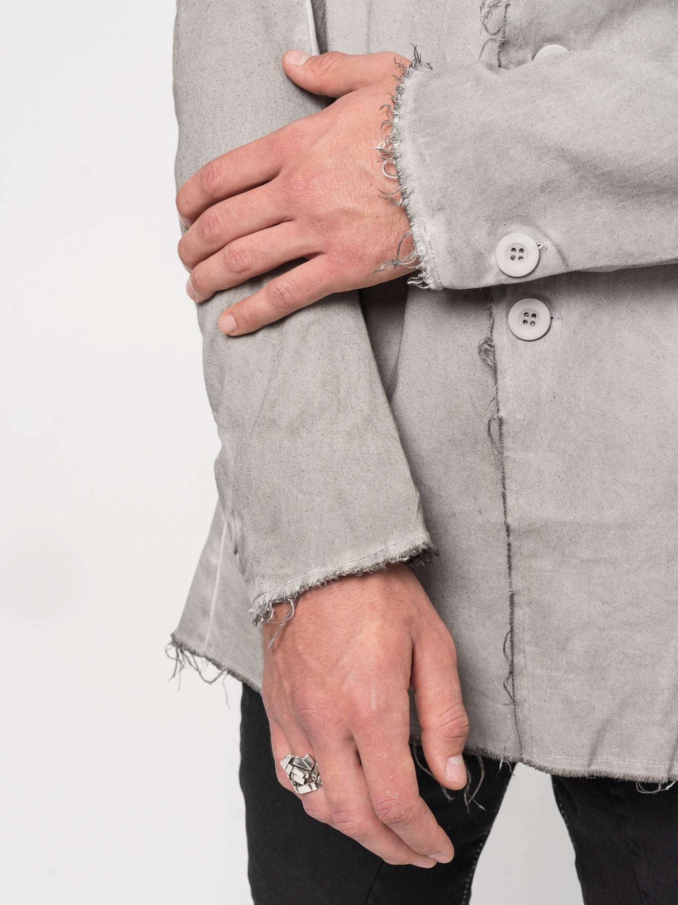 Frayed Edge Cotton Blazer - by AITO