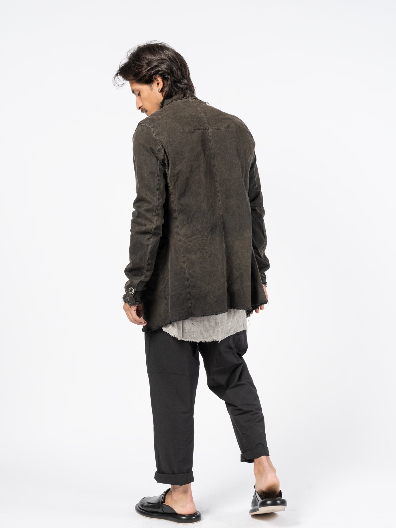 Frayed Edge Cotton Blazer - by AITO