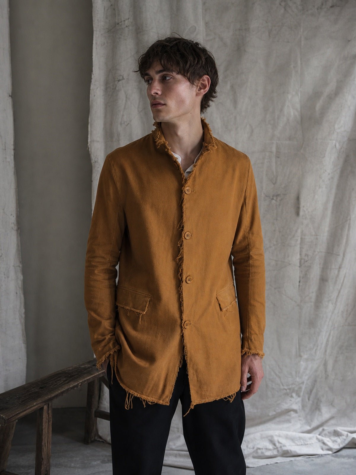 Frayed Edge Cotton Blazer - by AITO