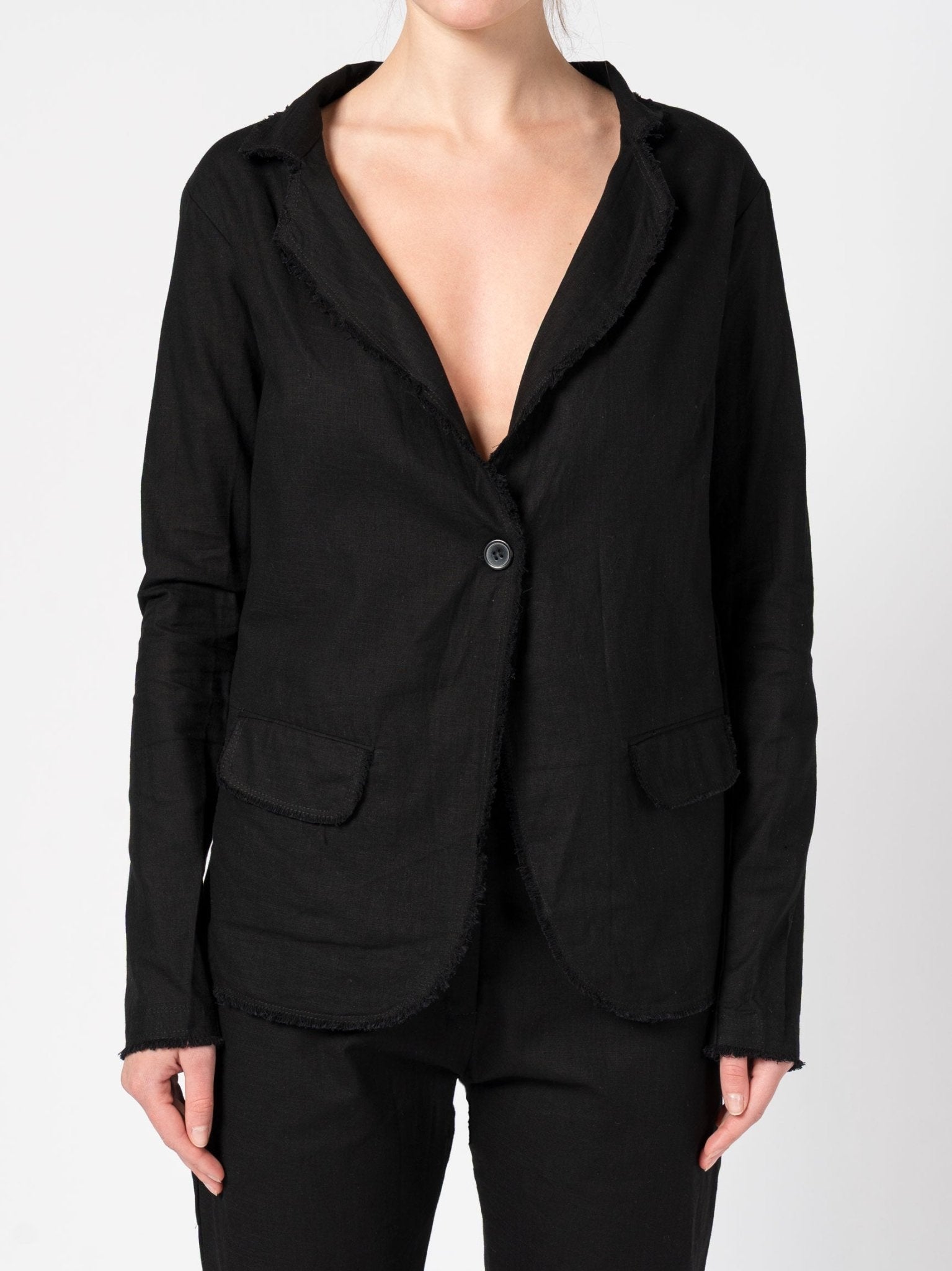 Frayed Linen Blazer - by DEVA KANYA
