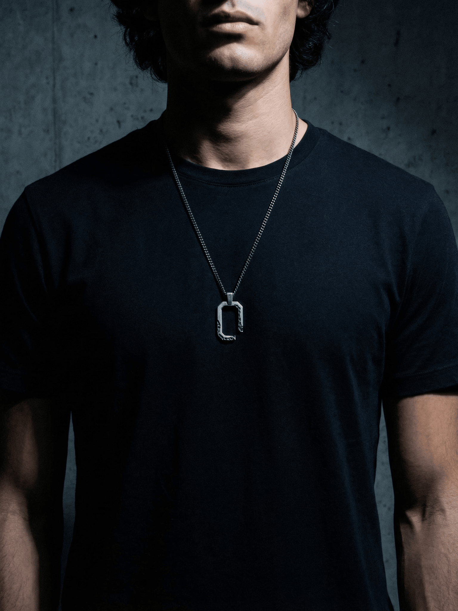 Geometric Pendant Necklace with Black Diamonds - by AITO