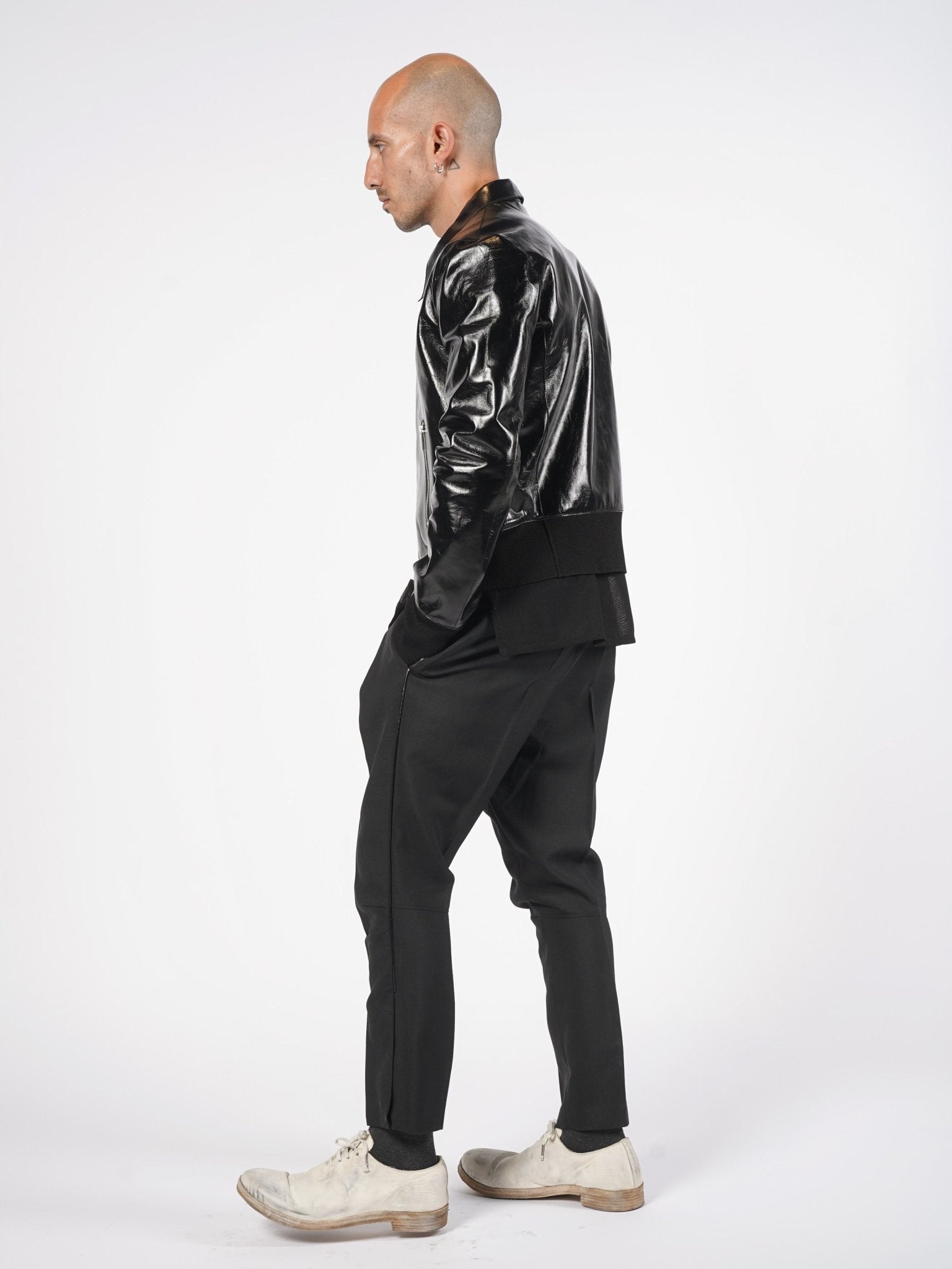 Glossed Leather Zip Jacket - by SAPIO