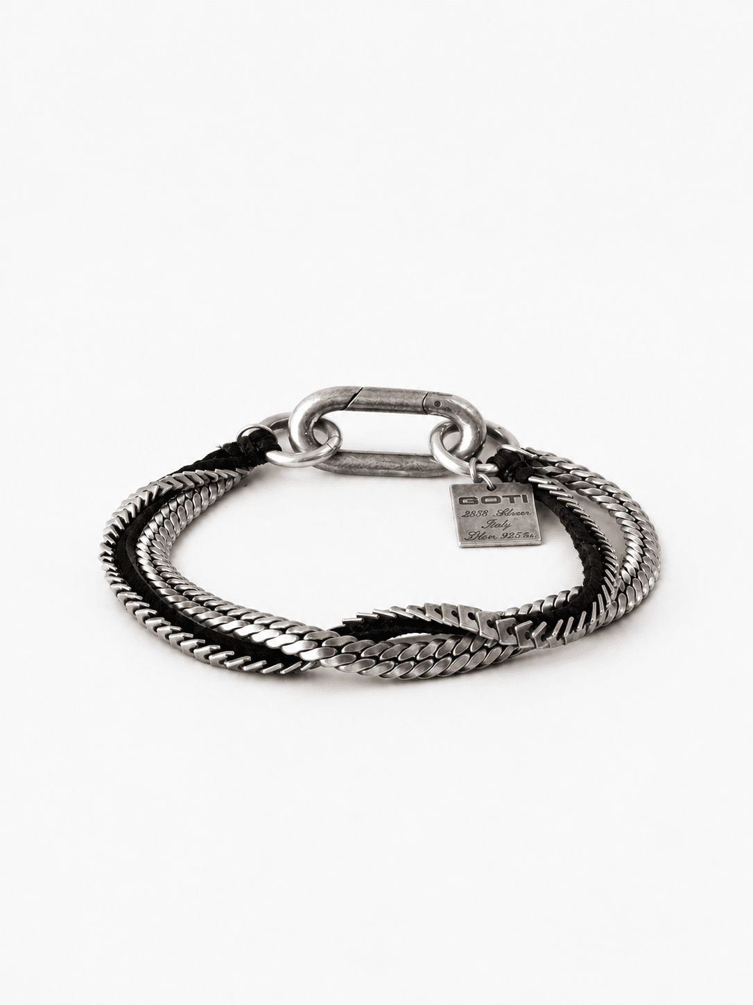 GOTI BR1201 Silver and Leather Bracelet - by GOTI