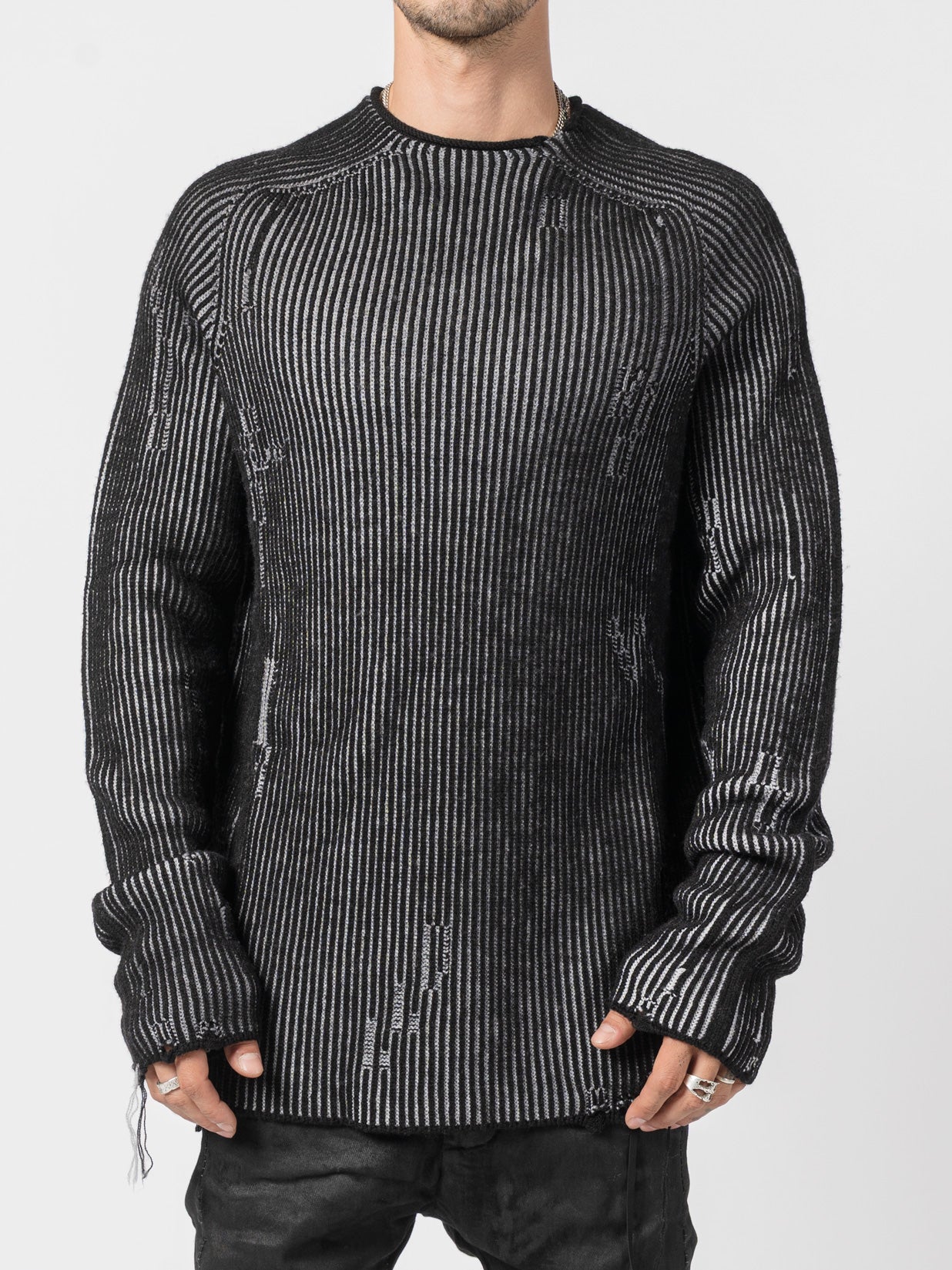 Heavy Wool Two - Tone Textured Knit - by MD75