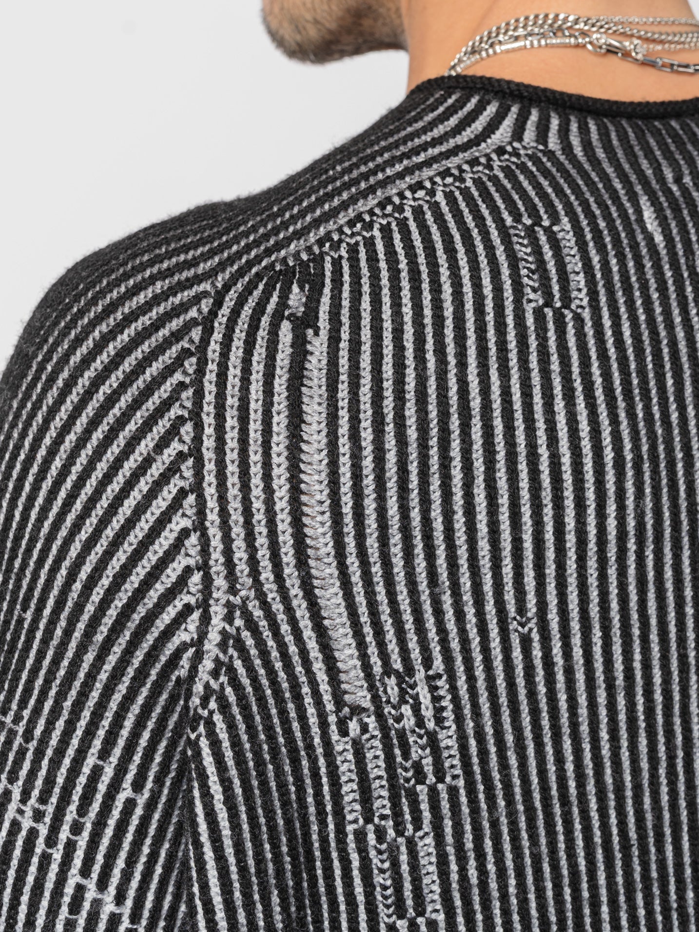 Heavy Wool Two - Tone Textured Knit - by MD75