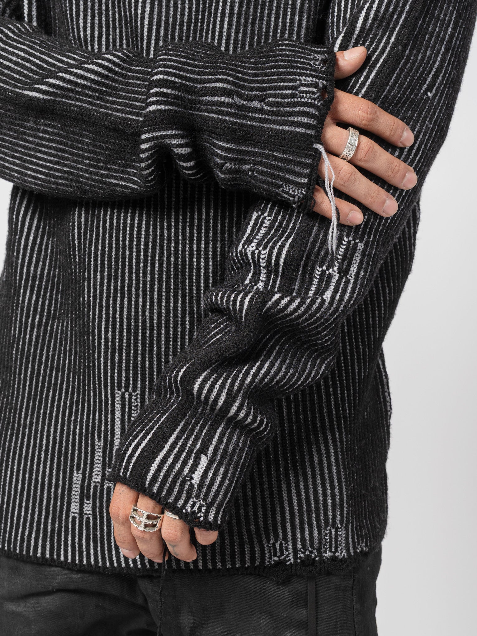 Heavy Wool Two - Tone Textured Knit - by MD75