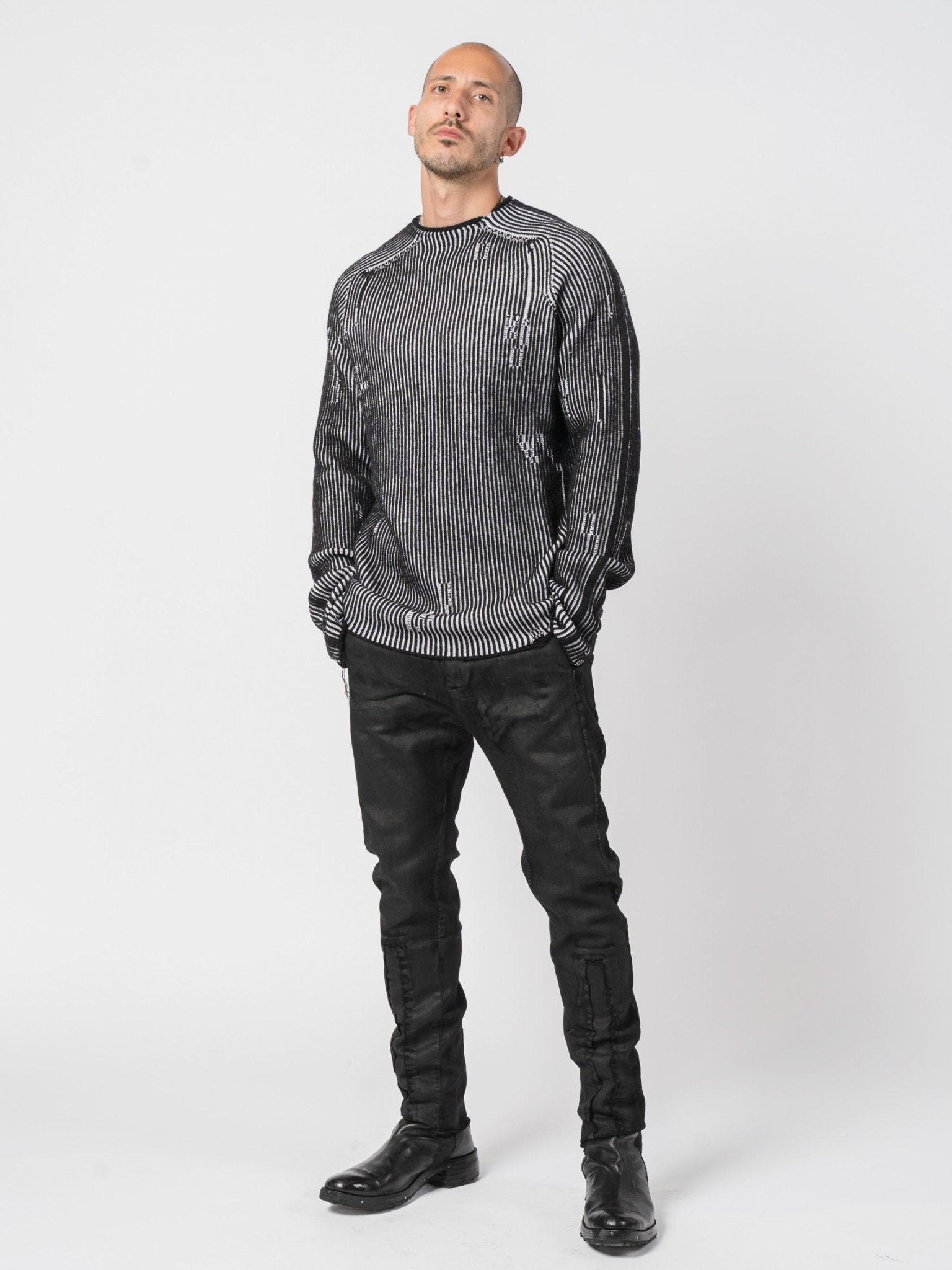 Heavy Wool Two - Tone Textured Knit - by MD75