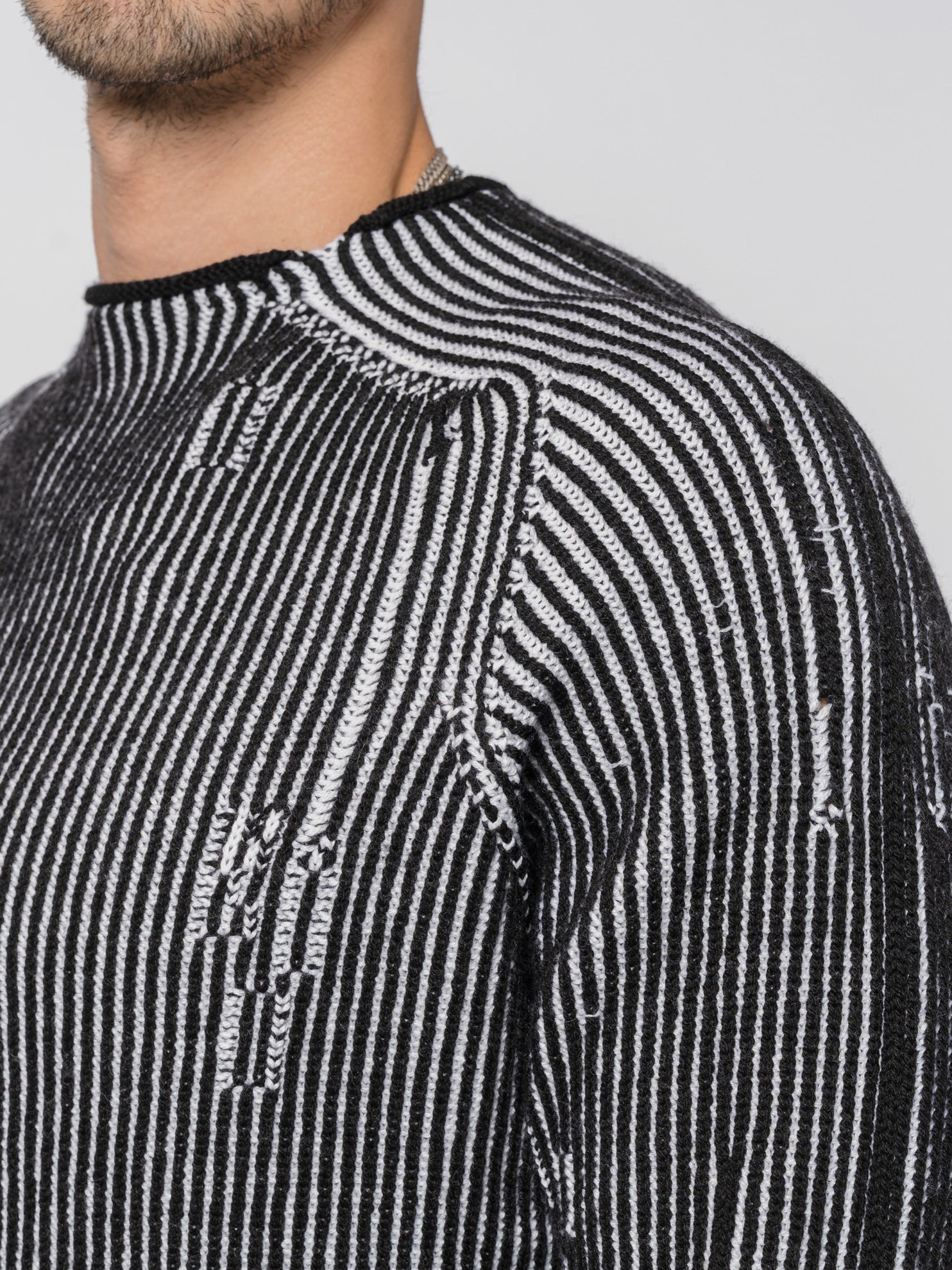 Heavy Wool Two - Tone Textured Knit - by MD75