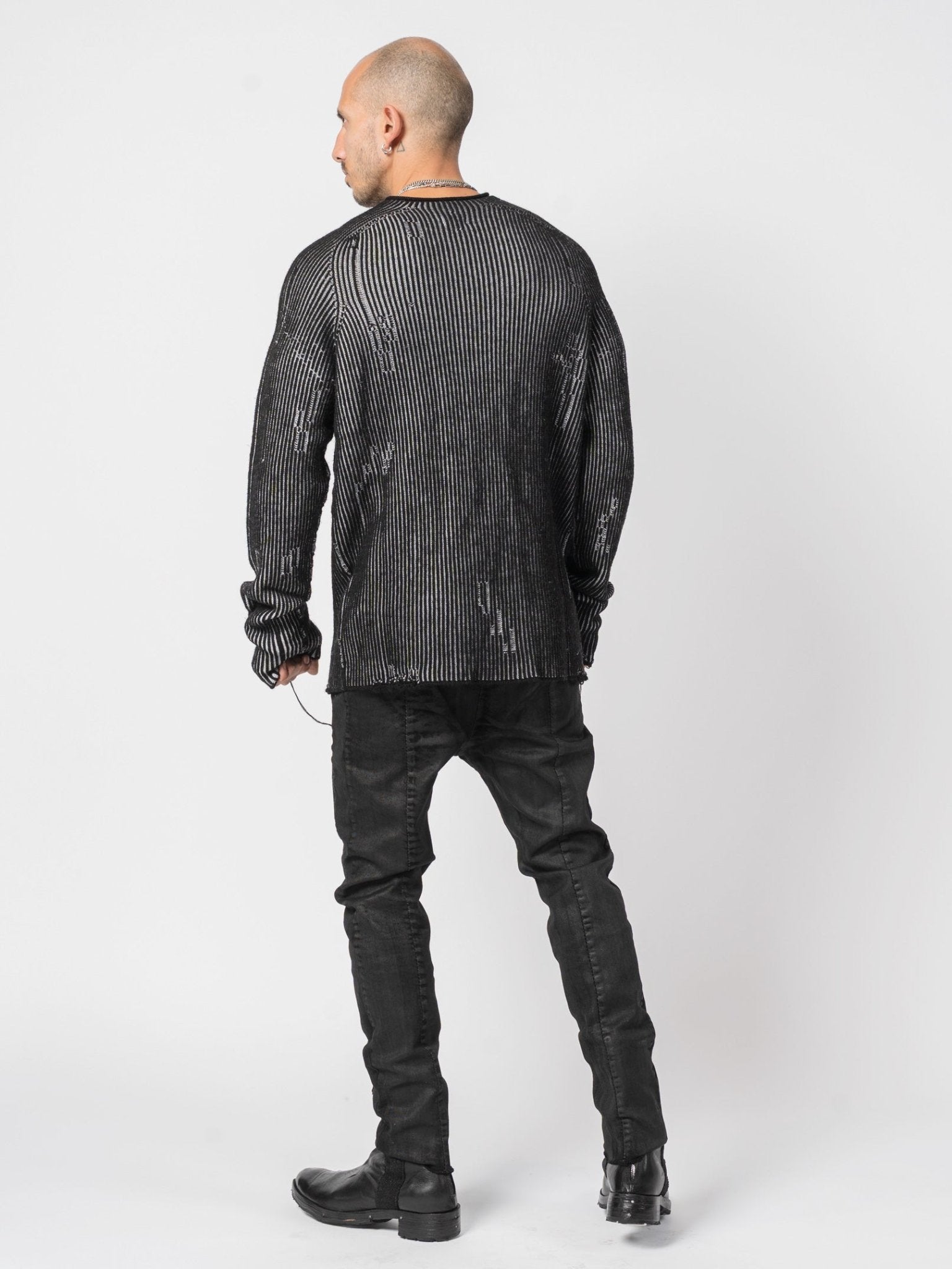 Heavy Wool Two - Tone Textured Knit - by MD75