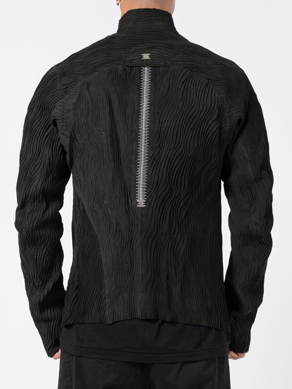 Wavy Pleated Leather Spine Jacket