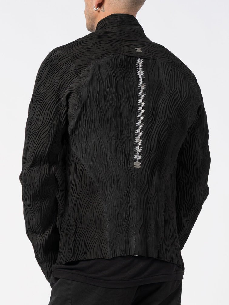 Wavy Pleated Leather Spine Jacket by ISAAC SELLAM | INN7fashion