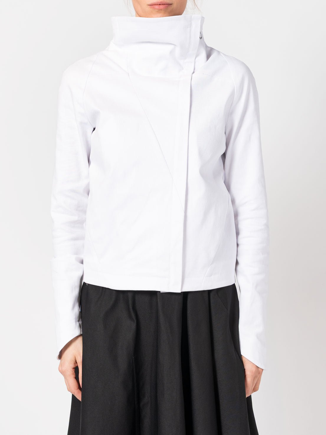 High - Neck Asymmetric Paneled Jacket - by 139DEC