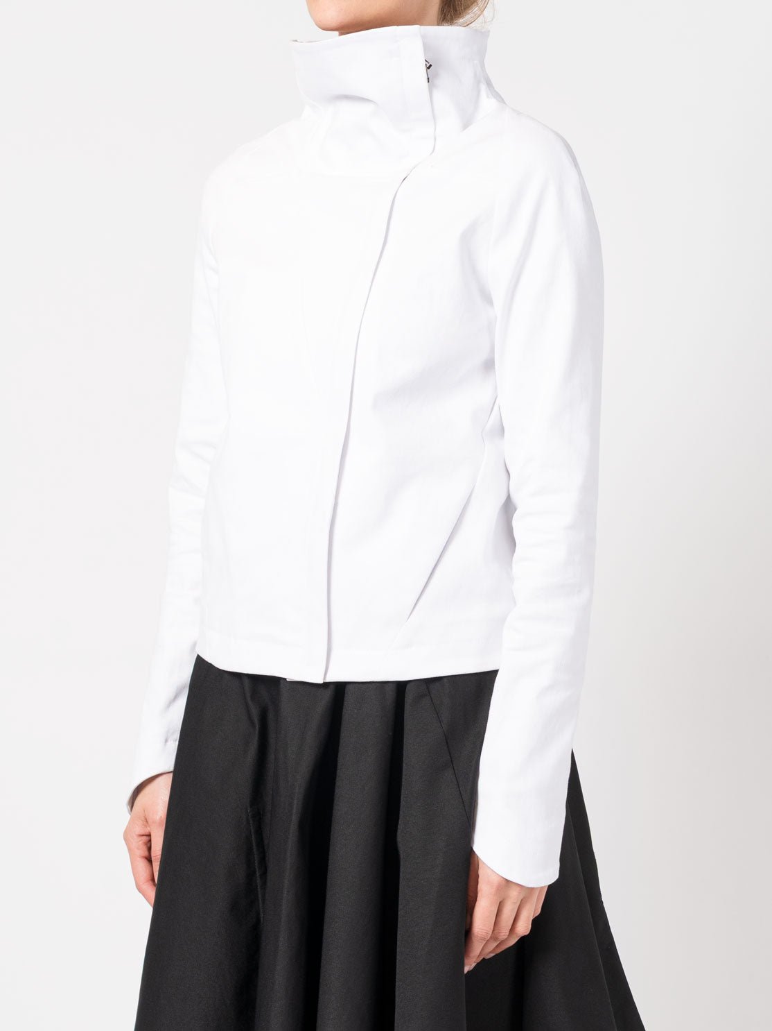 High - Neck Asymmetric Paneled Jacket - by 139DEC