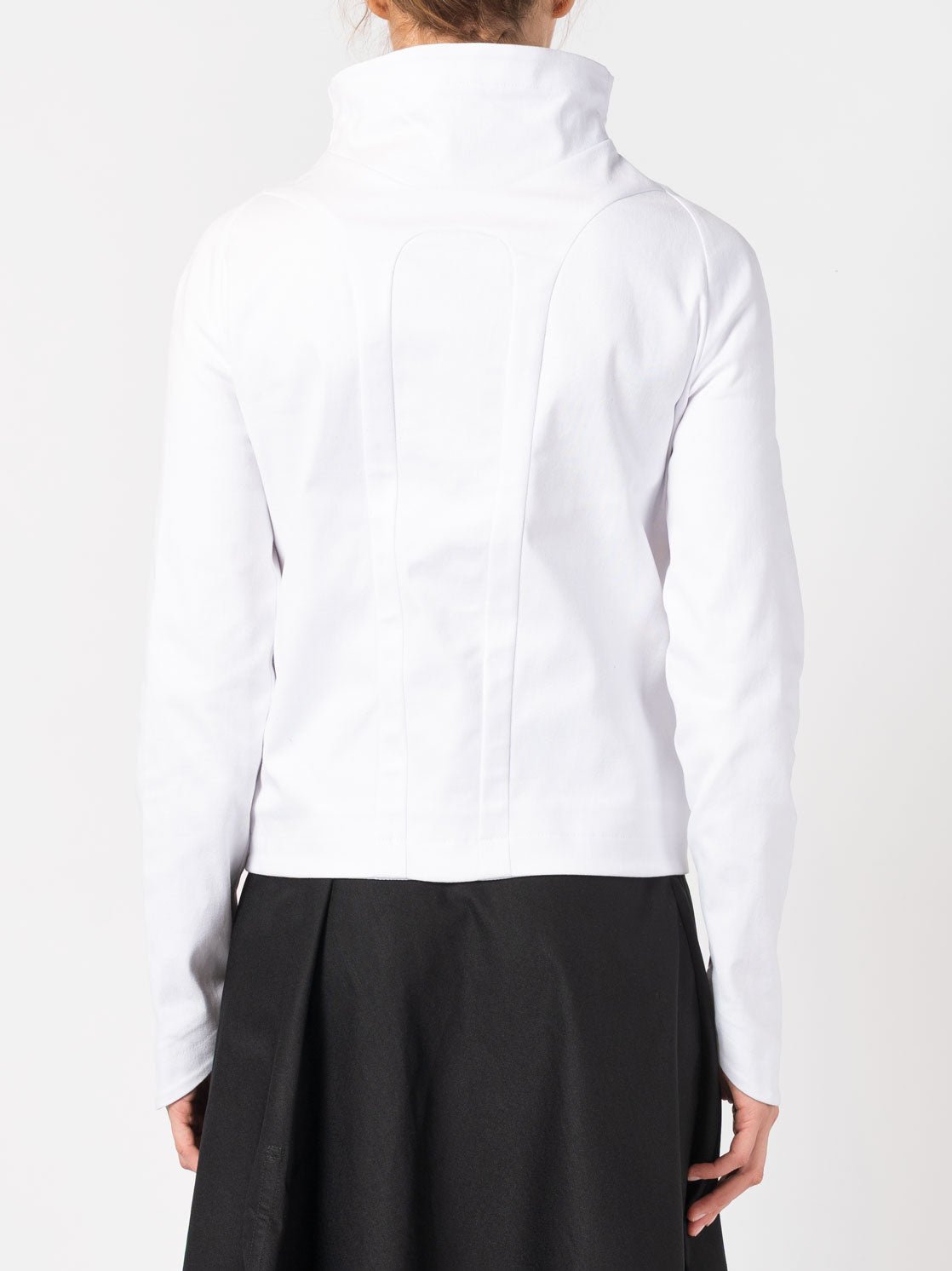 High - Neck Asymmetric Paneled Jacket - by 139DEC
