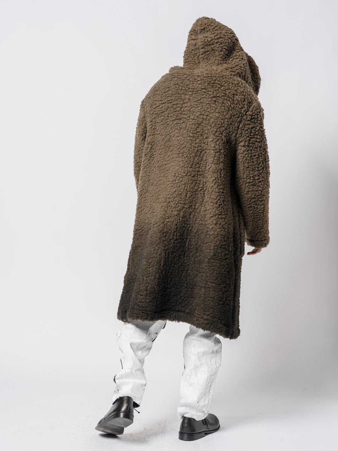 Hooded Bouclé Long Coat - by NOSTRA SANTISSIMA