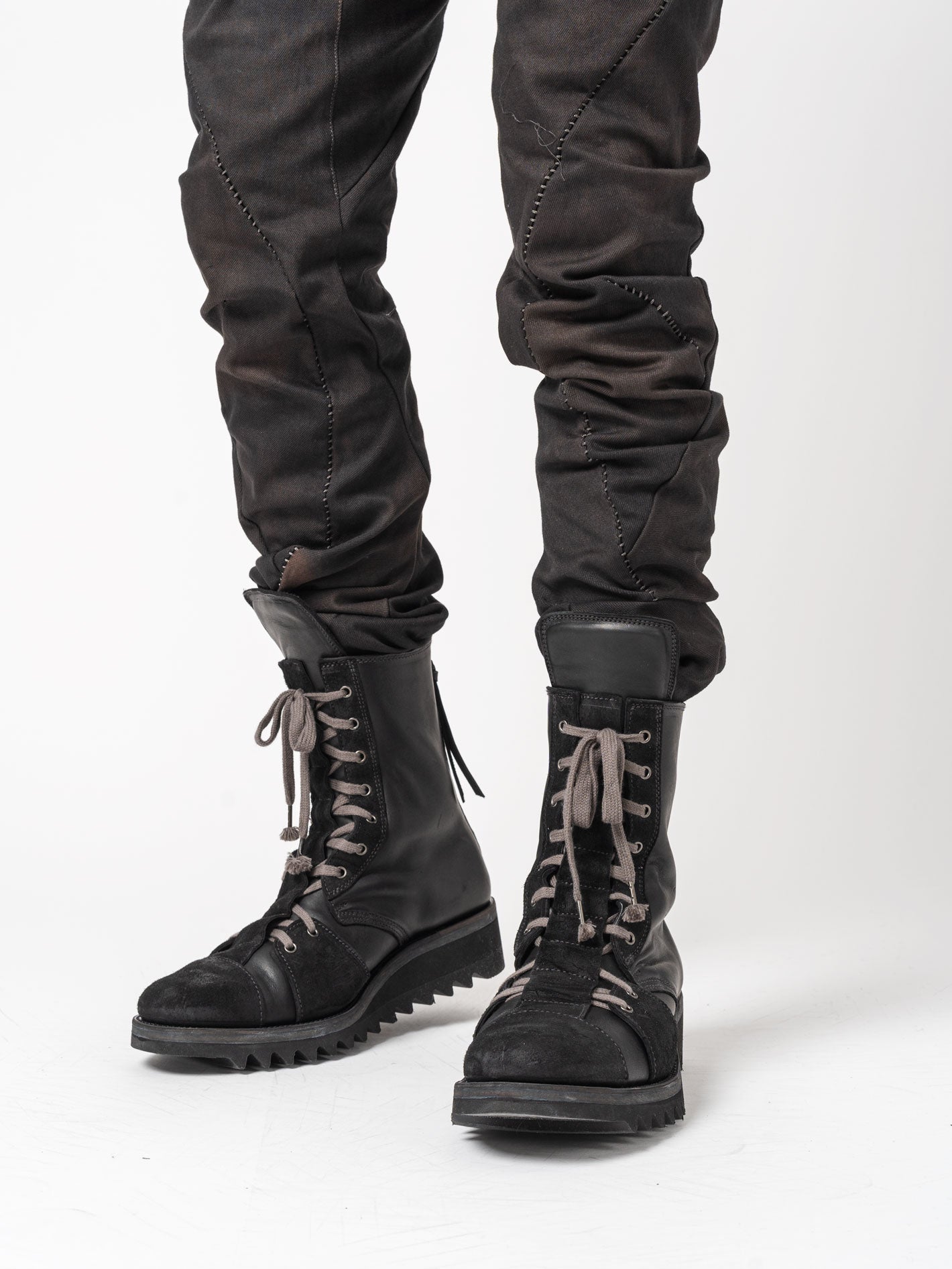 Horse Leather Shark Sole Lace - Up Boots - by D.HYGEN