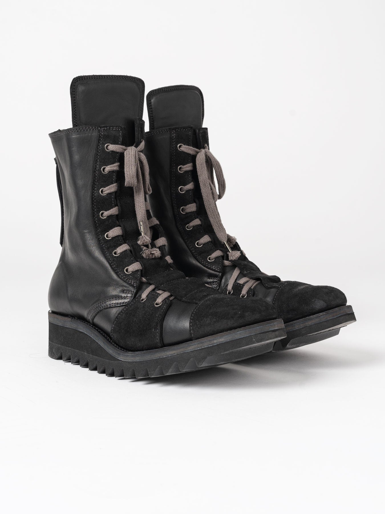 Horse Leather Shark Sole Lace - Up Boots - by D.HYGEN