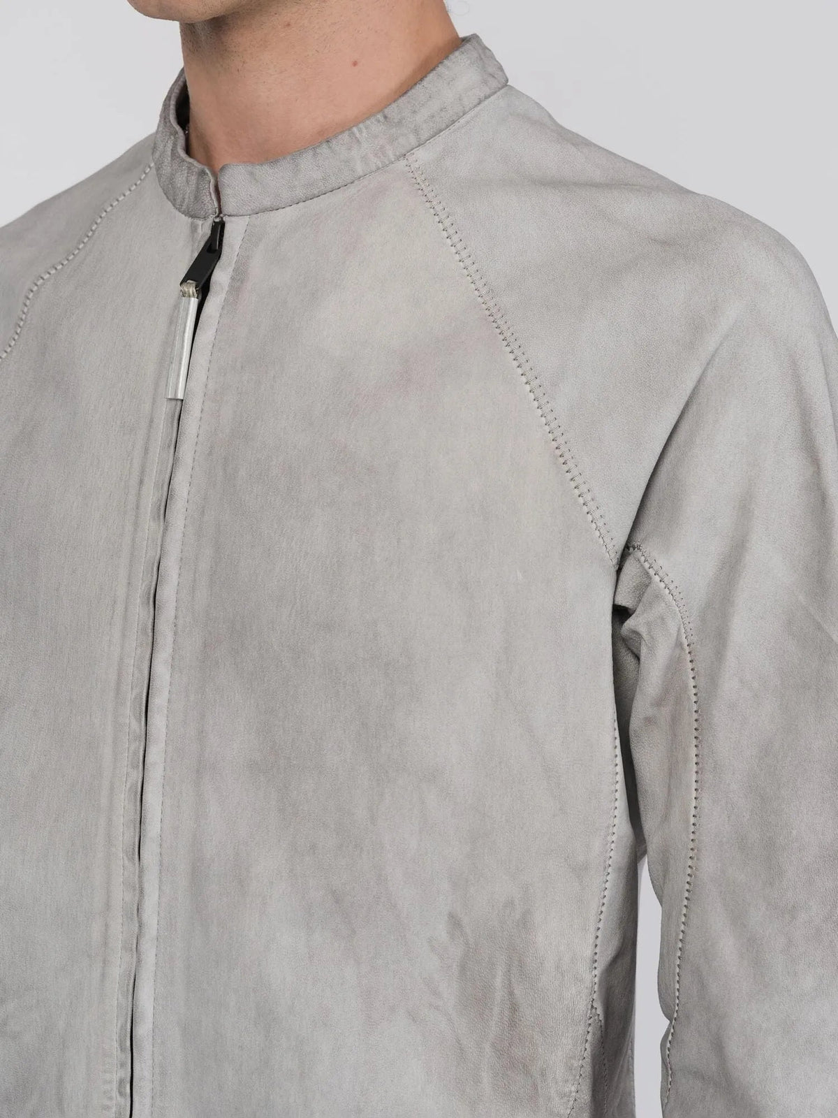 Isaac Sellam Arpenteur Hooded Jacket with Leather Trim - Grey - by ISAAC SELLAM
