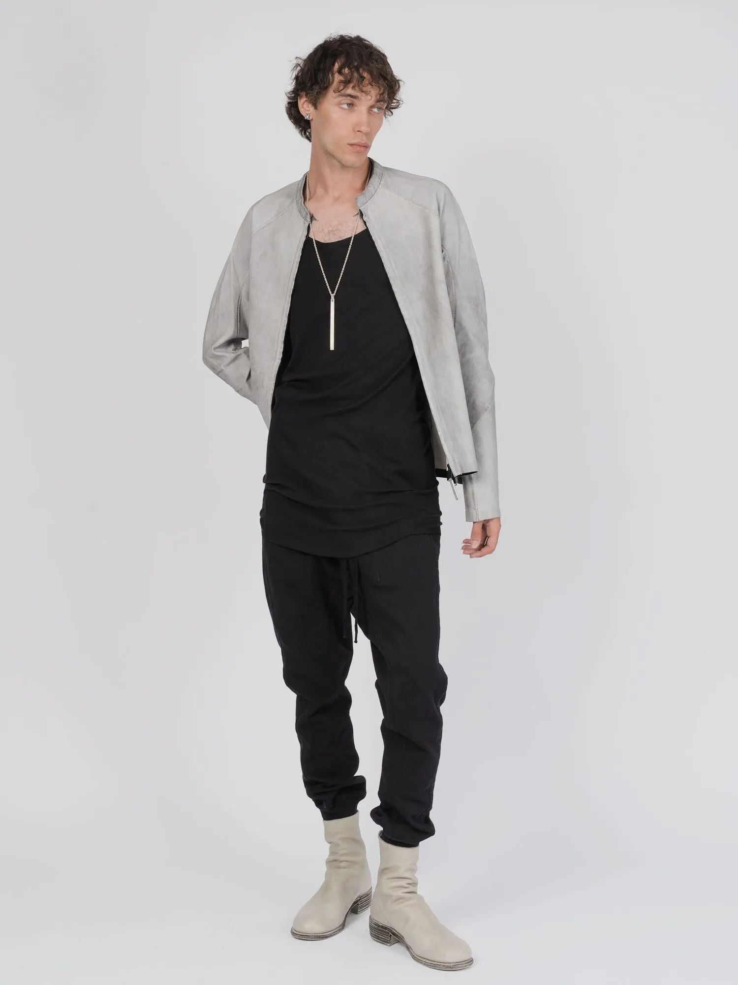 Isaac Sellam Arpenteur Hooded Jacket with Leather Trim - Grey - by ISAAC SELLAM