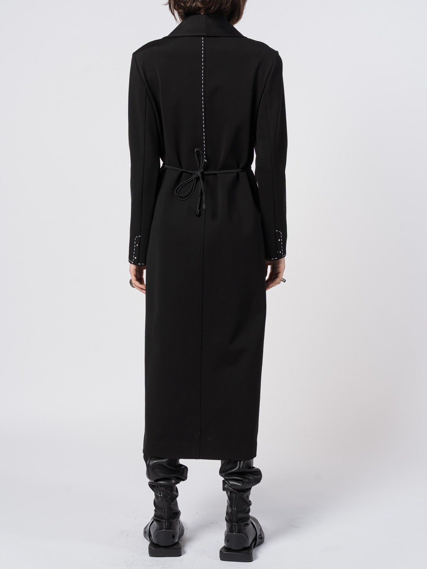 Lace - Up Tailored Long Coat - by SHARONA SHARVIT