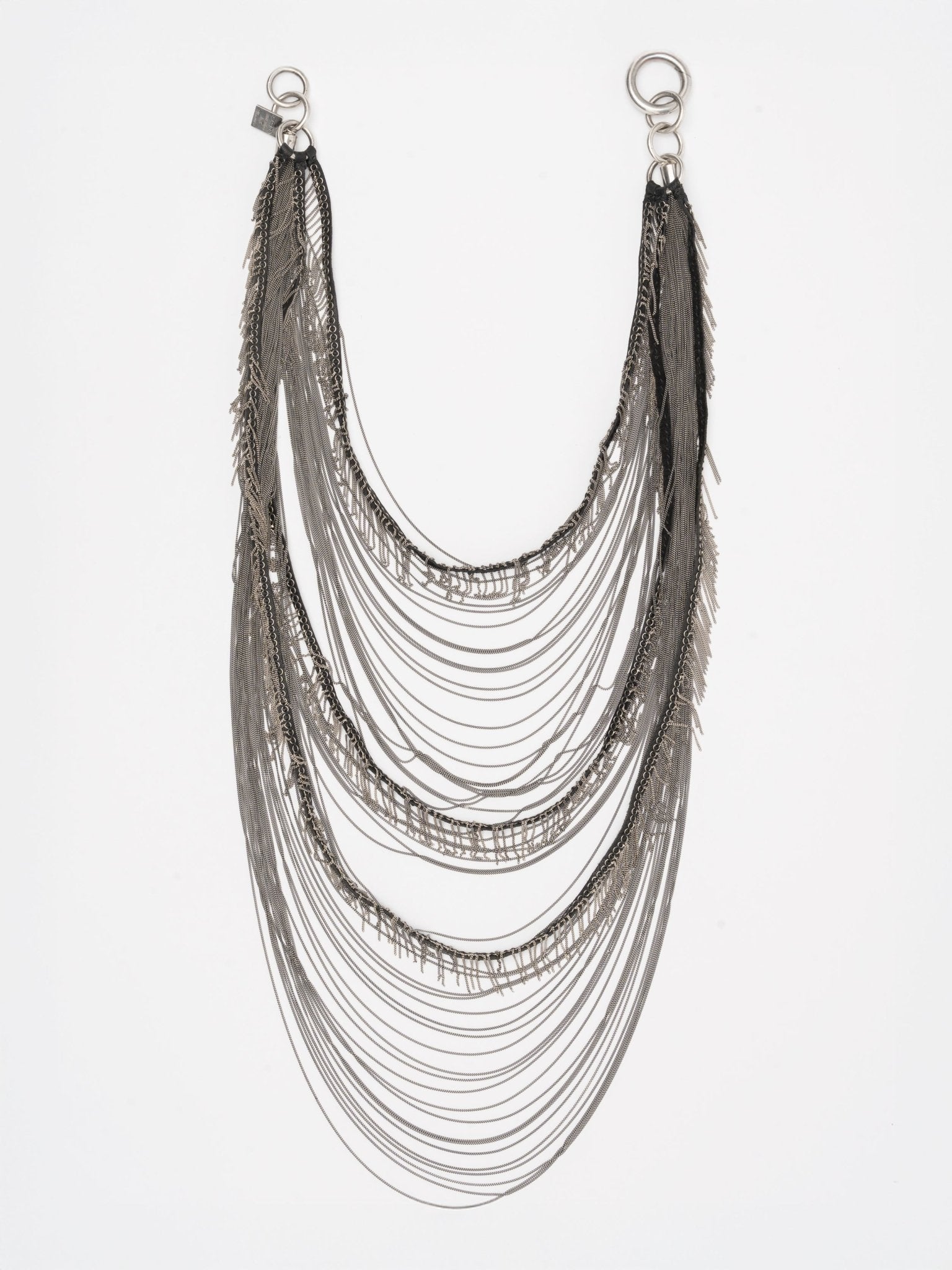 Layered Chain and Leather Necklace - by GOTI