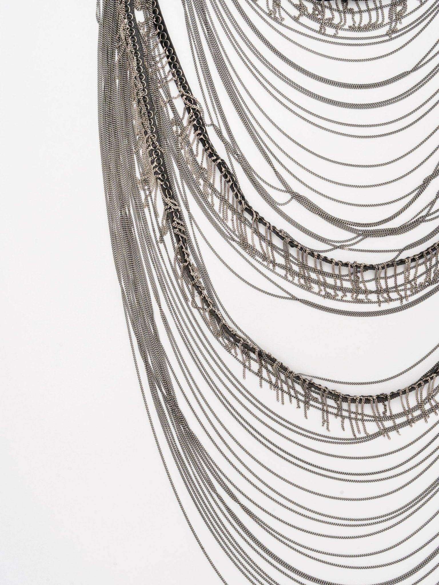 Layered Chain and Leather Necklace - by GOTI